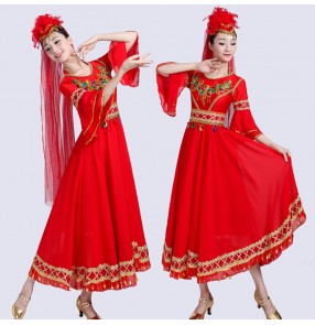 Women's indian belly dance dresses xinjiang chinese minority stage performance cosplay dresses