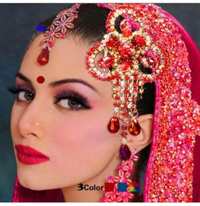 Women's Indian queen dance belly dance headdress rhinestones stage performance  modern dance hair comb hair accessories