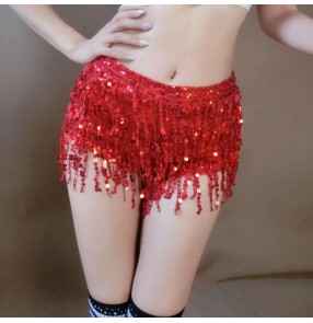 Women's jazz modern dance fringes bling latin gogo dancer singers performance shorts paillette female competition dance shorts