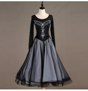 Women's kids ballroom dance dresses girls waltz tango flamenco competition dresses