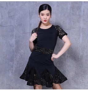 Women's lace latin dance dresses competition stage performance salsa rumba chacha dance dresses