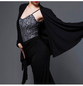 Women's latin ballroom dance tops cardigans stage performance gymnastics practice tops out cloak coat