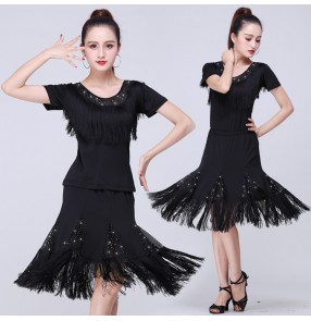 Women's latin dance costumes girls stage performance square dance latin salsa rumba samba chacha dance dresses tops and skirts