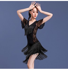 Women's latin dance dresses female lady stage performance  samba salsa chacha dance dress skirts costumes