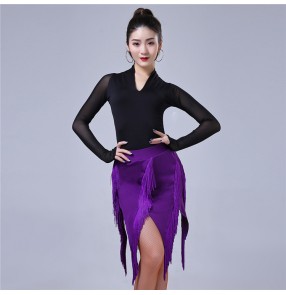 Women's latin dance dresses modern dance tassels latin dress samba salsa chacha foxtrot stage performance dance dress costumes