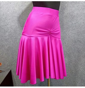 Women's latin dance skirts female girls black fuchsia colored latin skirts modern dance salsa rumba chacha dance skirts