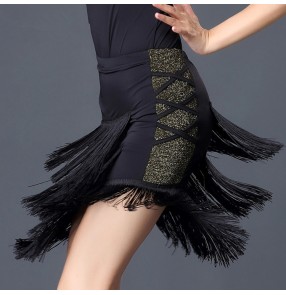 Women's latin dance skirts practice tassels fringes competition professional rumba chacha dance skirts