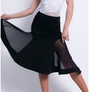 Women's latin dance skirts see through girls stage performane salsa rumba latin chacha dance skirts 