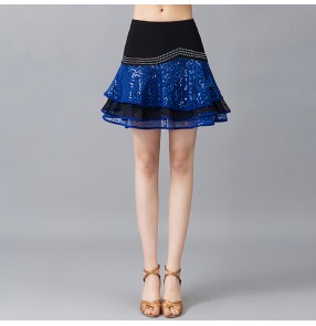 Women's latin dance skirts sequins stage performance cheerleaders female modern dance salsa rumba chacha dance skirts