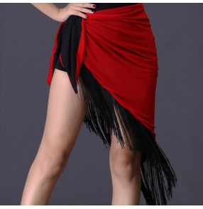 Women's latin dance triangle hip scarf dance skirt for female girls red color one size
