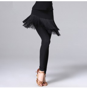 Women's latin salsa dance fringes pants legging skinny stage performance exercises dance pants  leggings