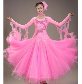Women's light pink ballroom dancing dresses waltz tango dance dresses