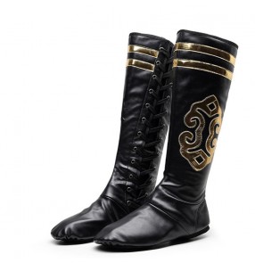 Women's men's pu leather Mongolian dance boots Tibet ethnic minority Mongolia riding performance boots