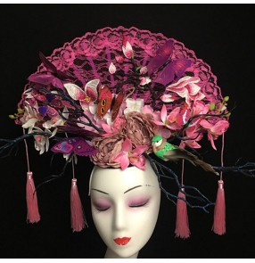 Women's model show stage performance pillbox hat hair accessories chinese style headdress