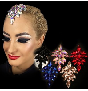 Women's modern dance crystal hair accessories diamond rhinestones professional competition headdress