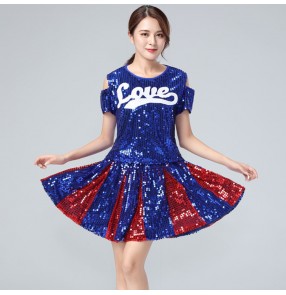 Women's modern dance jazz singers gogo dancers costumes night club cheerleaders stage performance outfits tops and skirts