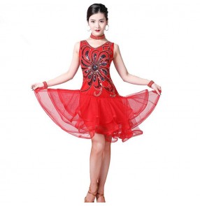 Women's modern dance sequin latin dress rumba salsa chacha dance dresses stage performance competition dance dresses