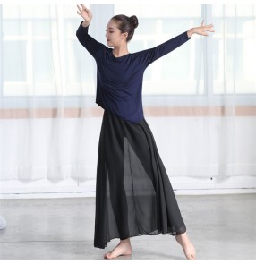Women's modern dance tops classical ballet yoga fitness modal material sports practice stage performance casual t shirt blouses