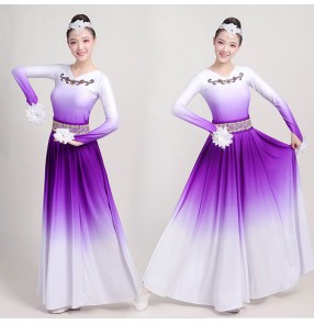 Women's mongolian dance dress royal blue yellow red purple mongolia dance costumes stage performance minority ethnic dance dresses for female