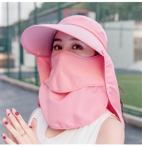 Women's outdoor protective face shield sunscreen cap visor hat with full face cover mask dust proof safety protective sun cap 