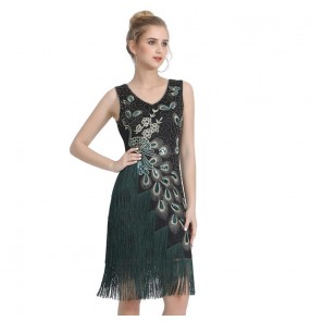 Women's party performance fringes sequins dress singers host tassels jazz dance dresses