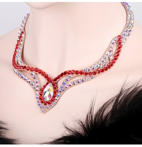 Women's  professional competition diamond rhinestones crystal ballroom latin dance necklace