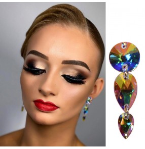 Women's professional competition handmade ballroom latin dance rhinestones earrings stud earrings one pair