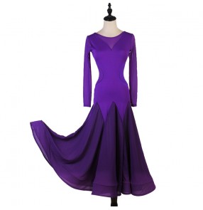 Women's purple ballroom dancing dresses waltz tango dance dresses flamenco dresses