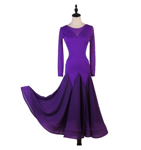 Women's purple ballroom dancing dresses waltz tango dance dresses ...