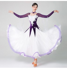 Women's purple competition ballroom dancing dresses waltz tango dance dress
