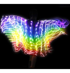 Women's rainbow colored led light silk belly dance veil belly dance scarf 230*108cm