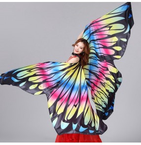 Women's rainbow Egypt queen belly dance butterfly wings performance belly dance props for female