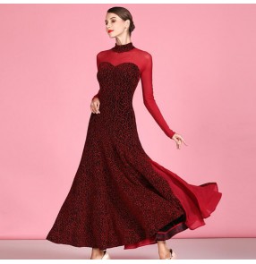 Women's red colored ballroom dancing dresses flamenco dresses waltz tango dance dresses