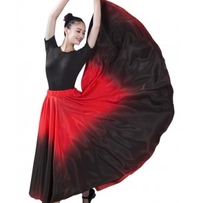 Women's red hot pink flamenco dance skirts spanish bull dance paso double dance swing skirts for female 