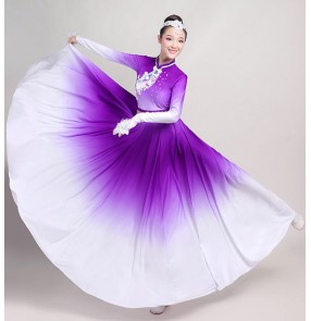 Women's red purple mongolian dresses mongolia dance dresses stage performance robes minority stage performance mongolian costumes