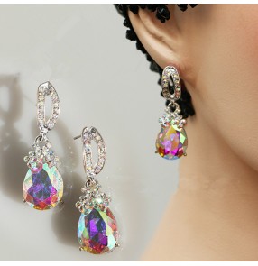 Women's rhinestones ballroom waltz tango dance earrings eardrop one pair