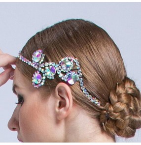 Women's rhinestones ballroom waltz tango dance headdress hair accessories