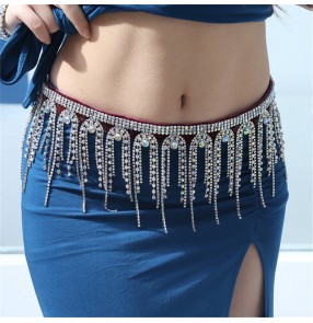 Women's rhinestones bling waistband stage performance oriental belly dance sashes for female