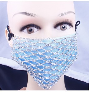 Women's rhinestones face masks masquerade bling hollow fashion mask for party 