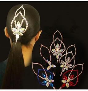 Women's rhinestones headdress stage performance ballroom waltz tango dance hair accessories