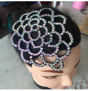 Women's rhinestones latin ballroom dance headdress female professional dance hair accessories