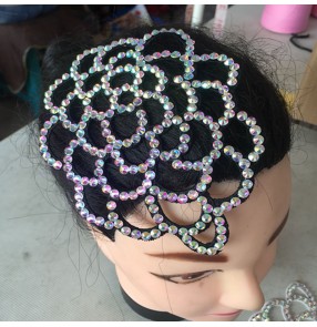 Women's rhinestones latin ballroom dance headdress female professional dance hair accessories