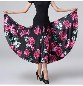 Women's rose flowers ballroom dancing skirts waltz tango dance skirts