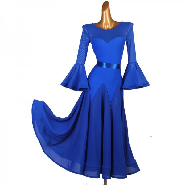 Women's royal blue ballroom dancing dresses waltz tango dance dress ...