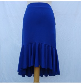 Women's royal blue latin dance skirts stage performance salsa samba chacha dance skirts