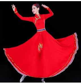 Women's royal blue Mongolian dance costumes chinese minority stage performance mongolia drama cosplay dress