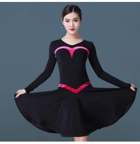 Women's salsa chacha rumba latin dance dresses for female girls stage performance competition professional dance skirt dresses