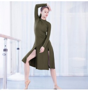 Women's side split modern dance latin dresses stage performance gymnastics practice dresses