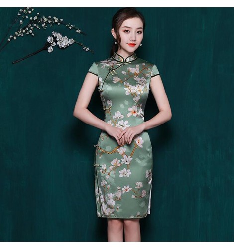 Women Short Cheongsam Chinese Dress Qipao Costume Evening Party Fancy Dresses 