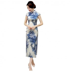 Women's silk chinese dresses chinese style retro traditional oriental cheongsam qipao dresses cocktail party singers host evening dress